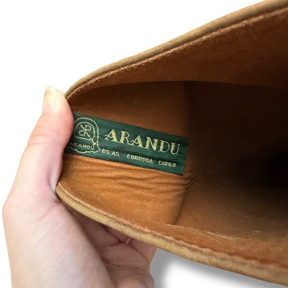 Arandu Argentina Handmade Brown Leather Riding Boots Tall 15” Women’s US 11.5-12 - Picture 10 of 12